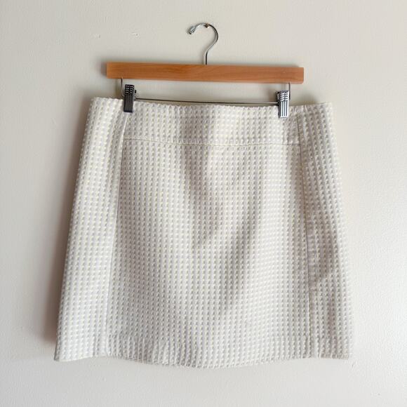 Loft Cream + Lime Green Polka Dot Lined Mini Skirt - 14 - Picture 1 of 7